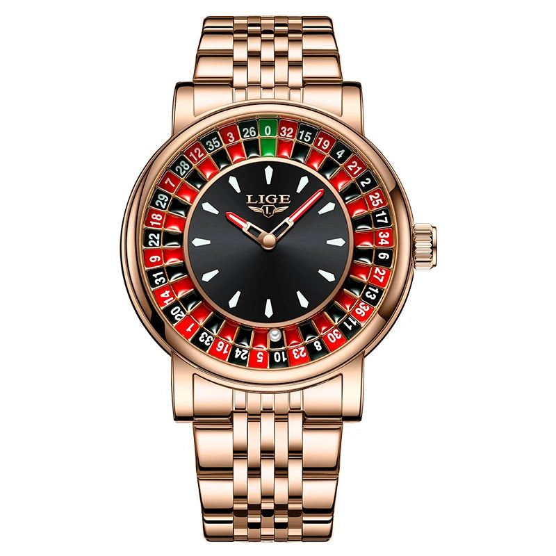 LIGE Men's Roulette Luminous Quartz Watch