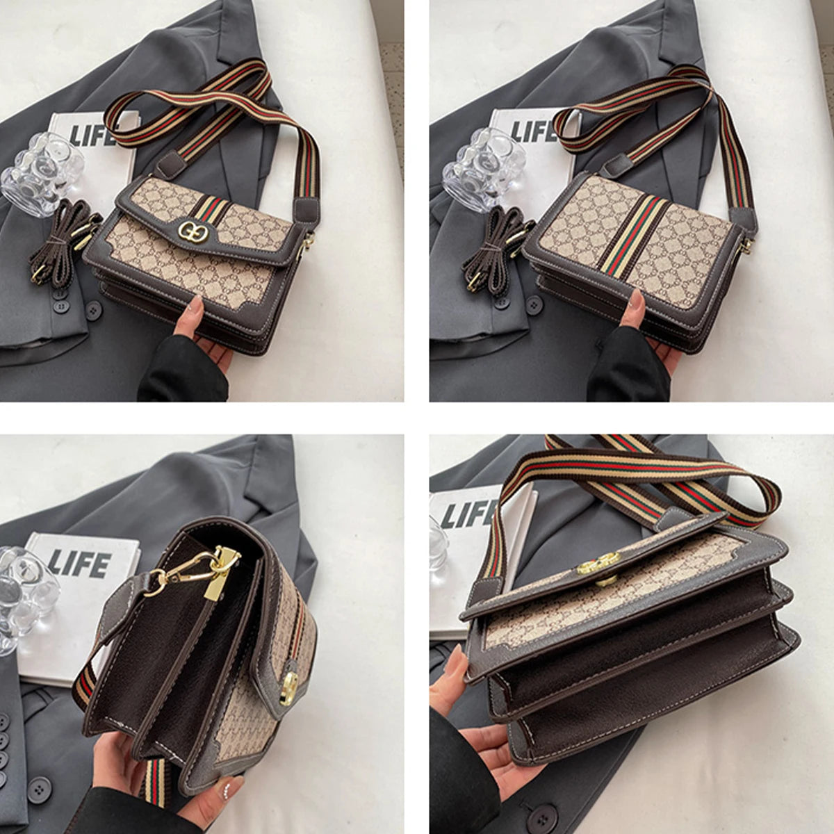 Women's Geometric Print PU Crossbody Bag