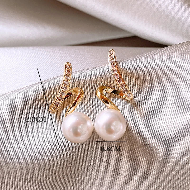 Pearl Diamond Twist Earrings