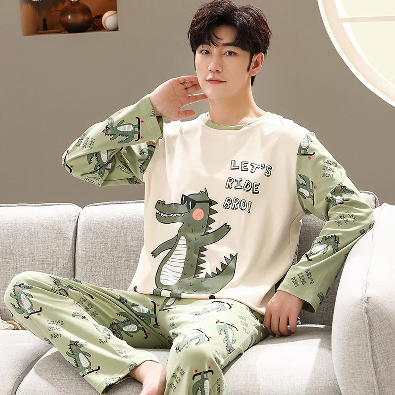 Cotton O-Neck Men Pajama Set