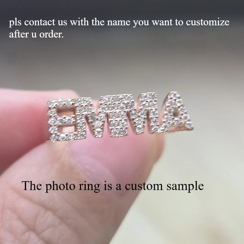 Custom Name Moissanite Silver Ring