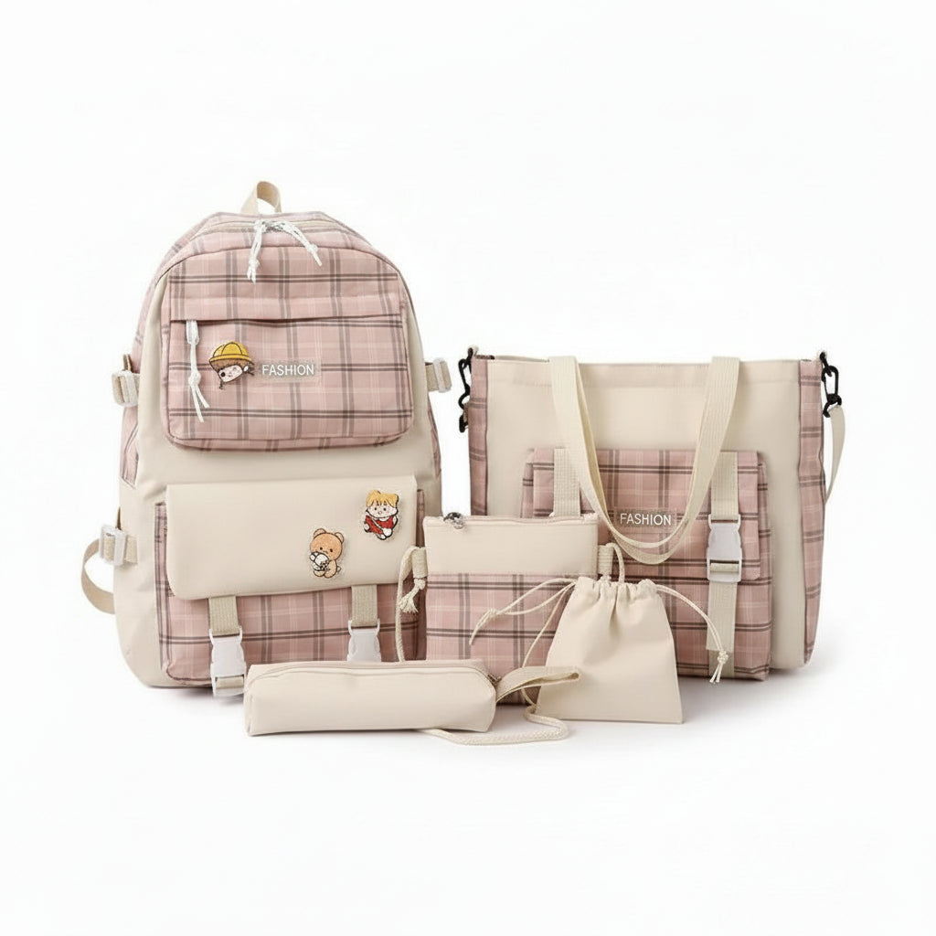 Plaid Student Backpack Set