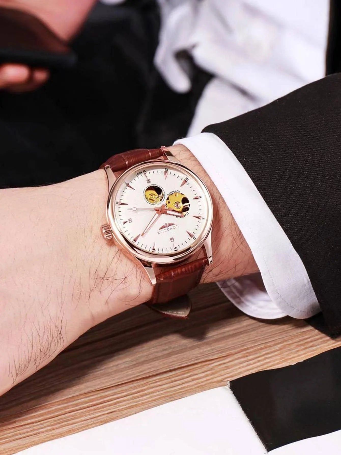 Skeleton Mechanical Leather Men's Watch