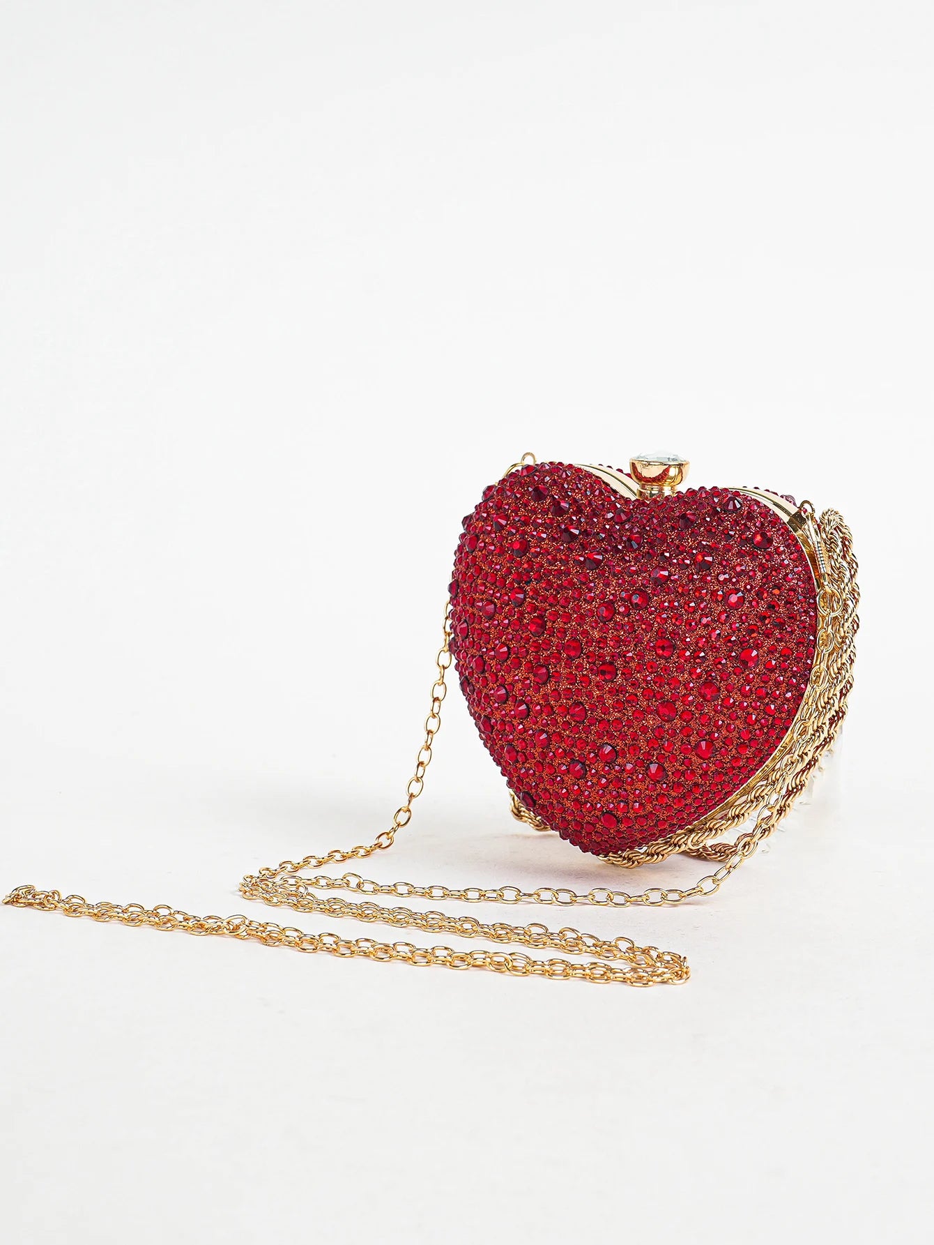 Women's Rhinestone Heart Evening Clutch Bag