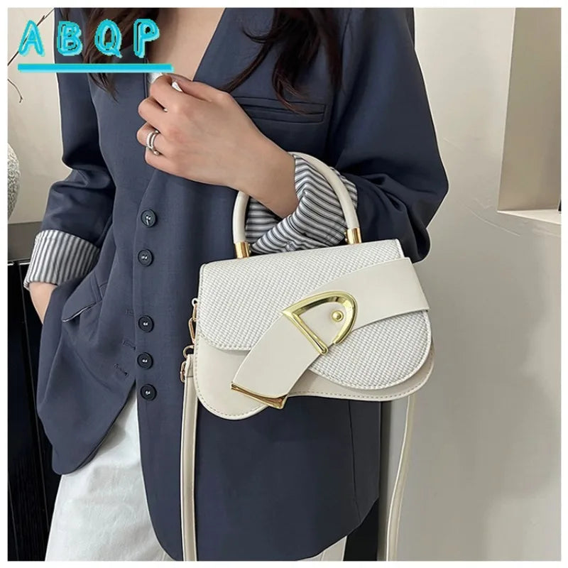 Women's Minimalist Shoulder Bag with Gold Hardware