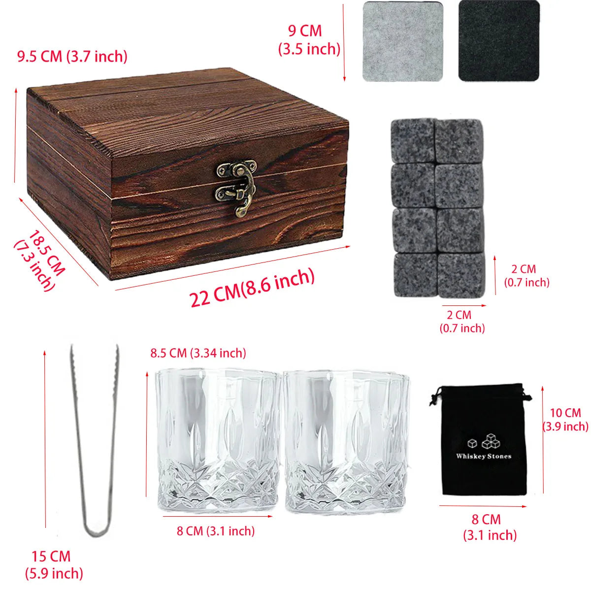 Whiskey Granite Stones Glass Set Men Gift