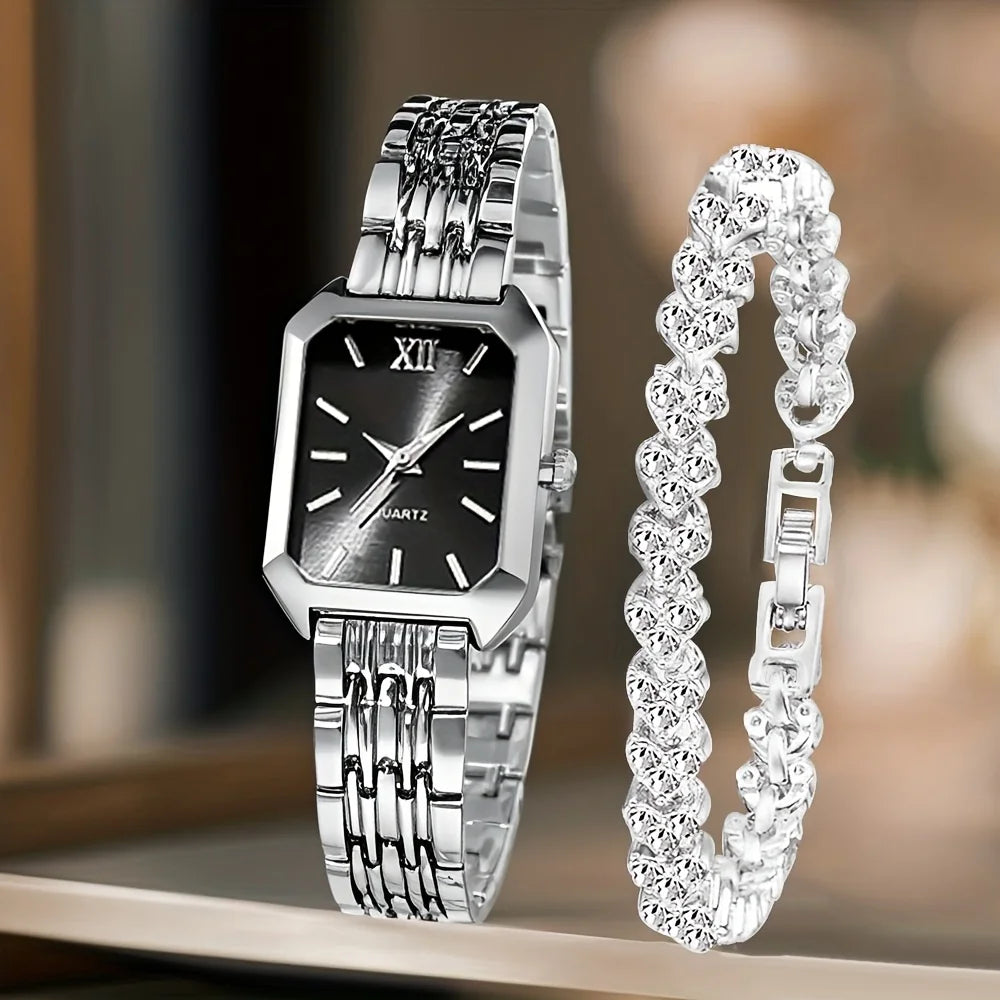 Women's Heart Chain Quartz Watch Set
