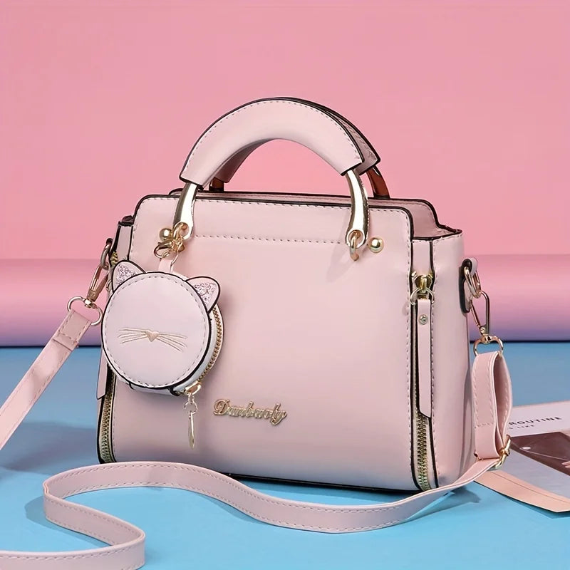 Women's Cat Satchel Top Handle Shoulder Bag