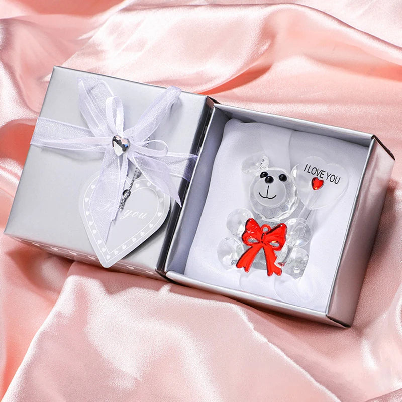 Crystal Bear Rose Valentine Wedding Gift