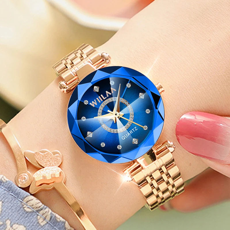 Rhinestone Gold Ladies Wristwatch