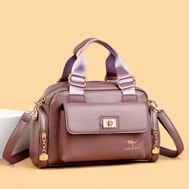 Women's Soft Leather Locomotive Crossbody Bag