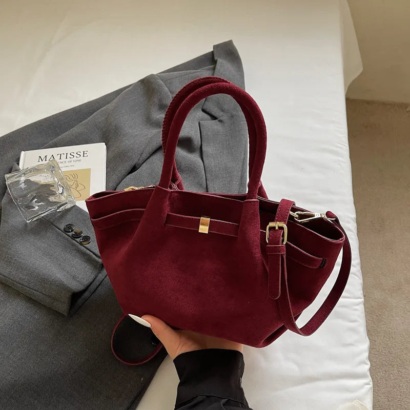Suede Tote Shoulder Bag