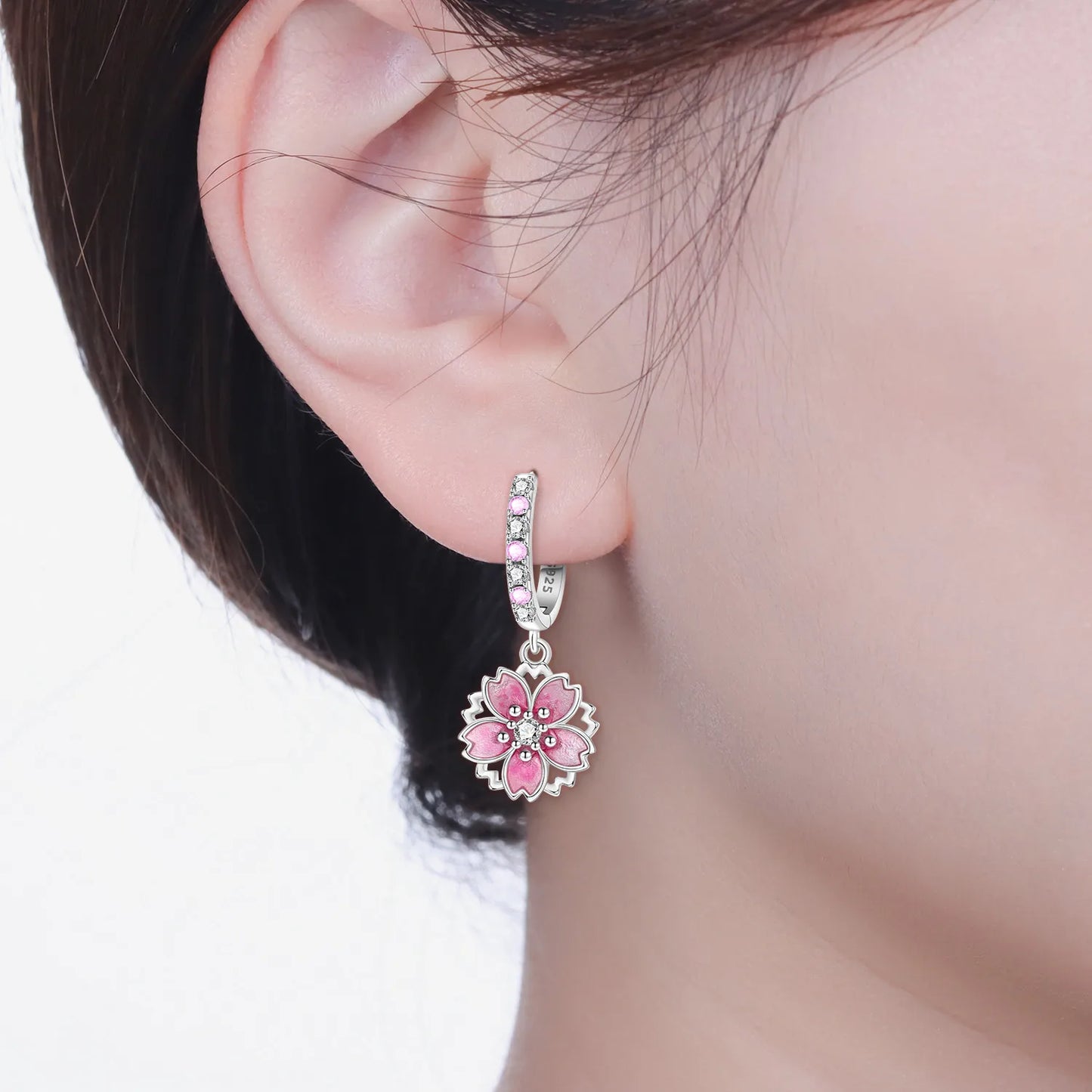 Women's S925 Silver Daisy Hoop Earrings