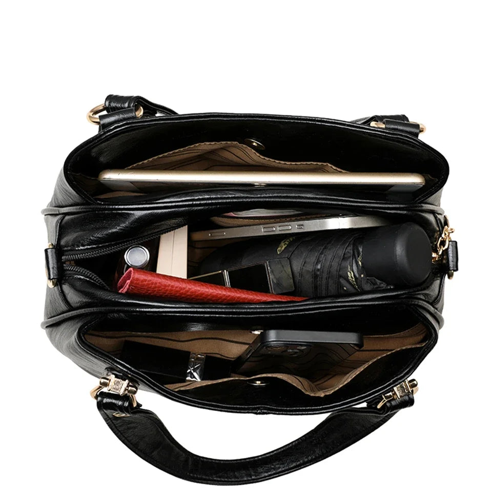 Women's Leather Commuter Tote Crossbody Bag
