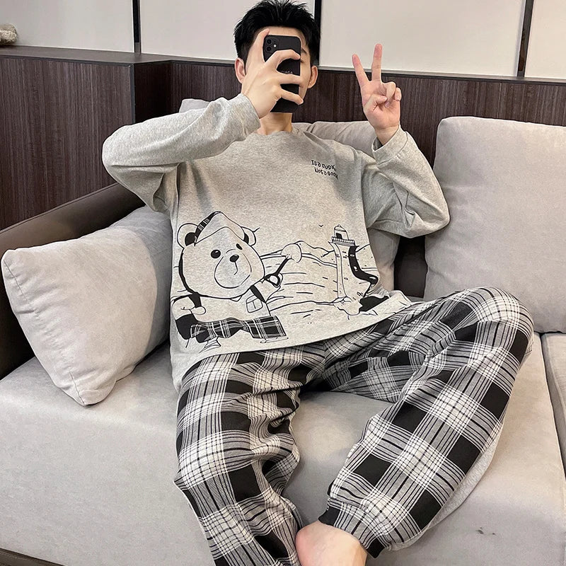 Cotton O-Neck Men Pajama Set