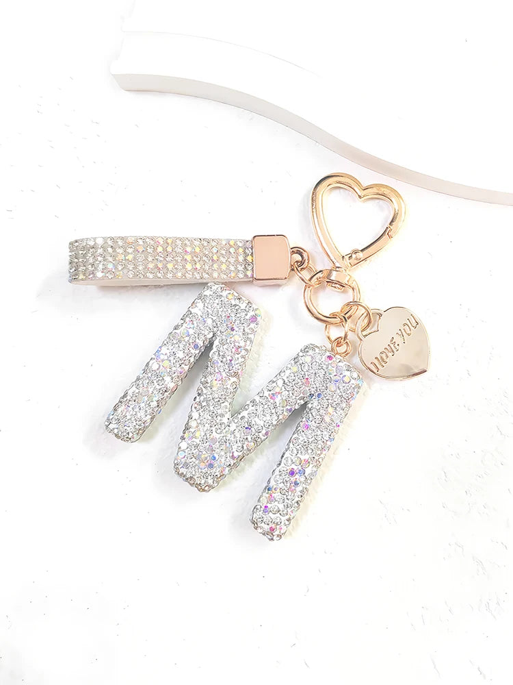 Crystal Initial Letter Keychain