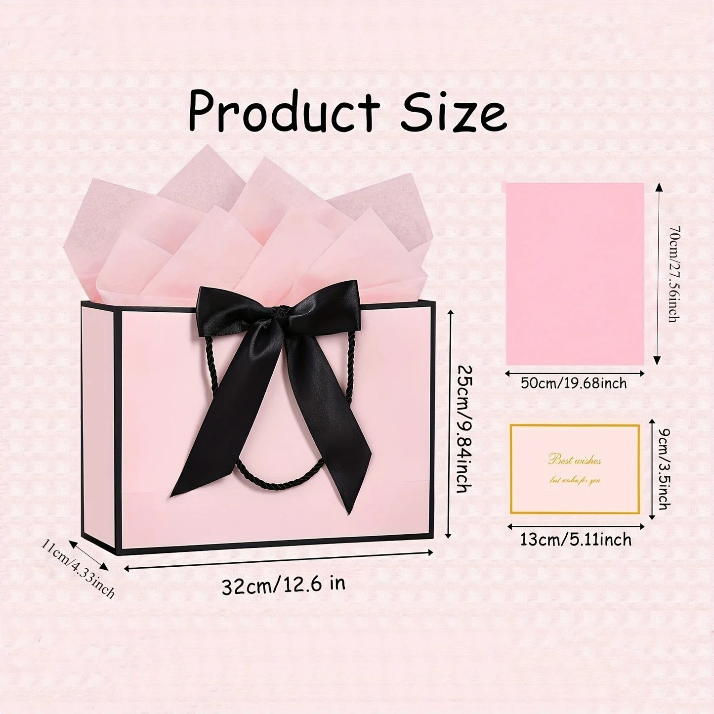 Large Gift Bag Bow Ribbon Greeting Card 8 Pcs
