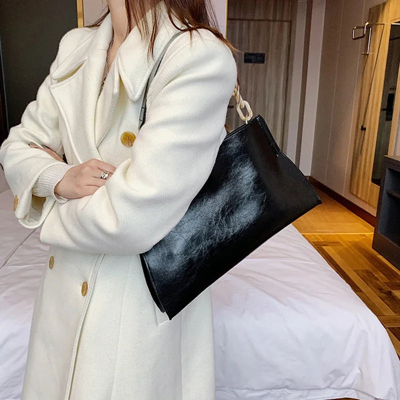 Women's Soft Leather Large Underarm Bag