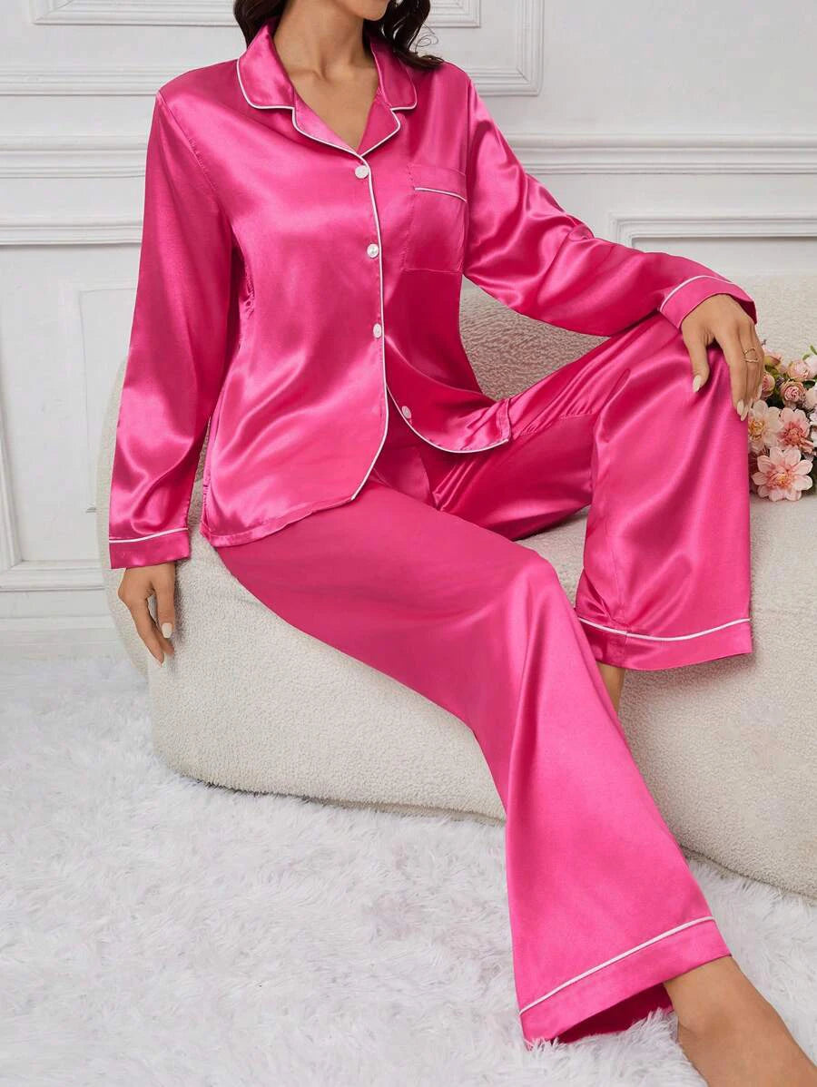 Satin Lapel Luxury Pajama Set
