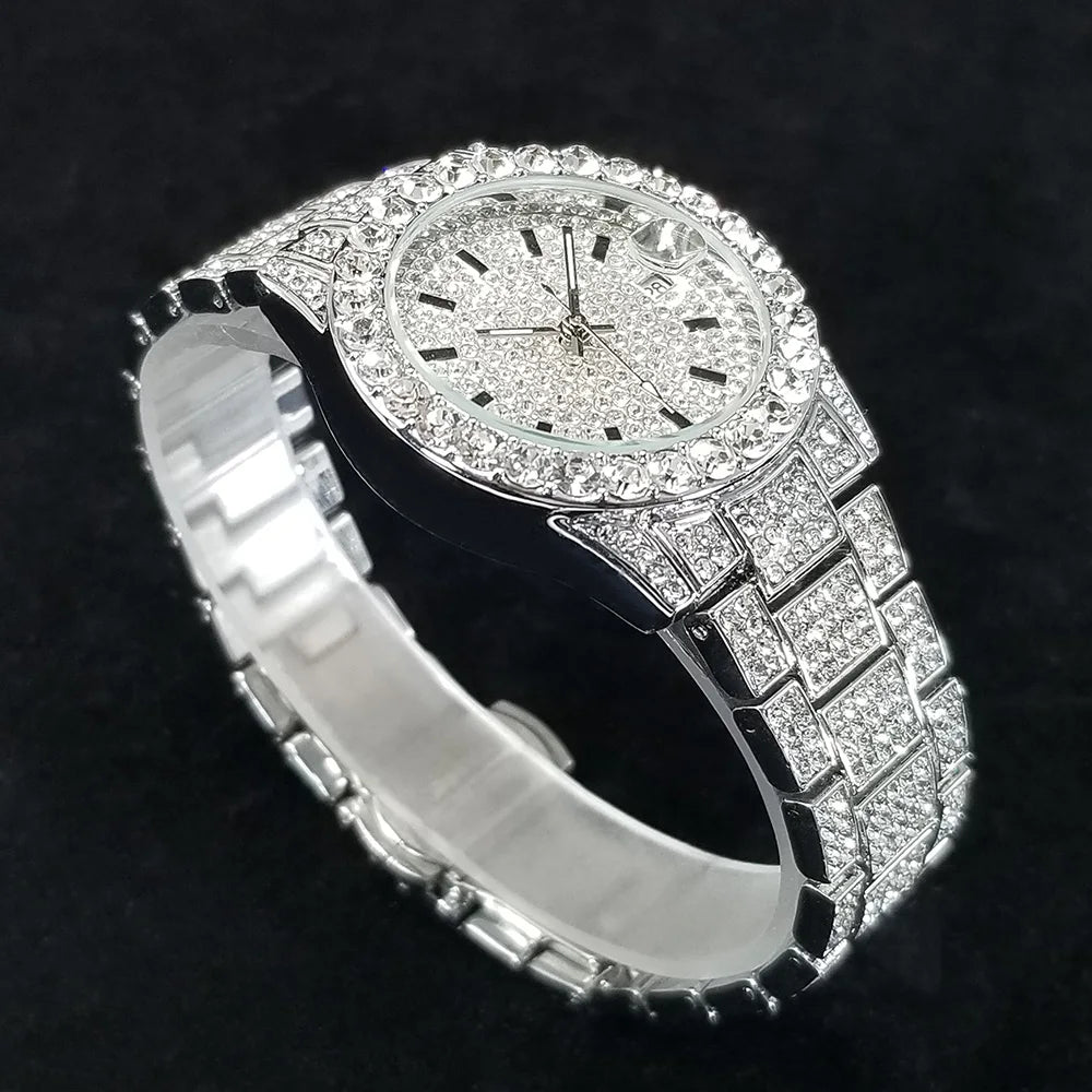 Iced Out Diamond Quartz Watch