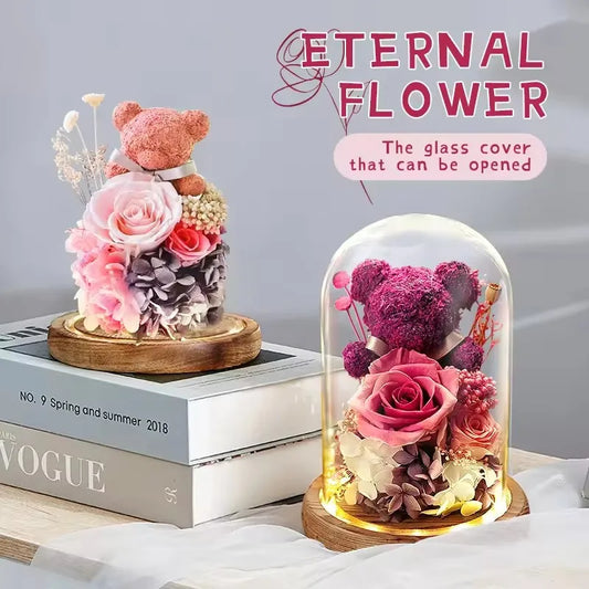 Eternal Rose Flower Box Teddy Bear LED Gift