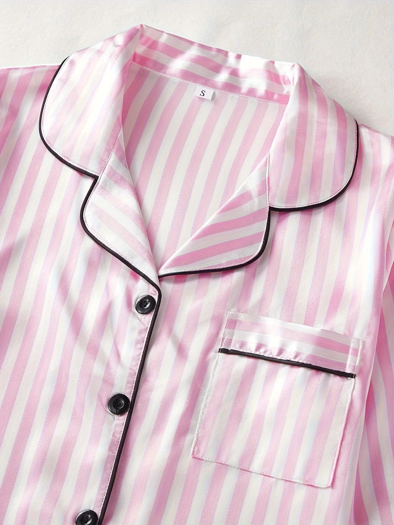 Women's Striped Button Pajama Set Long