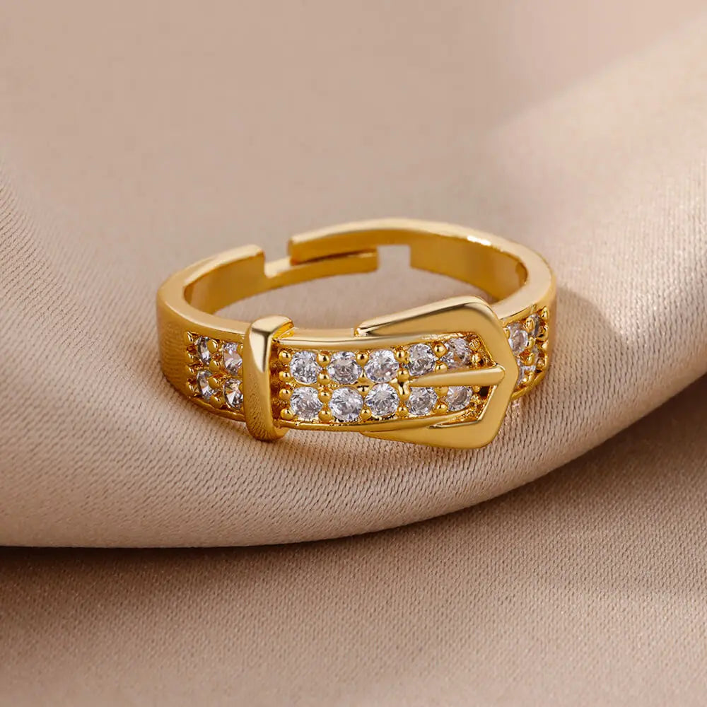Zircon Steel Belt Finger Ring