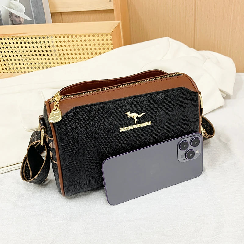 Checkered PU Leather Shoulder Bag