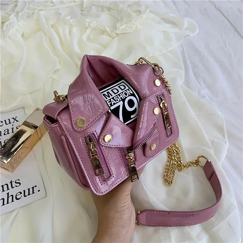 Women's PU Leather Motorcycle Shoulder Bag