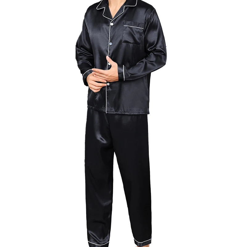 Men's Silk Satin Long Sleeve Pajama Set