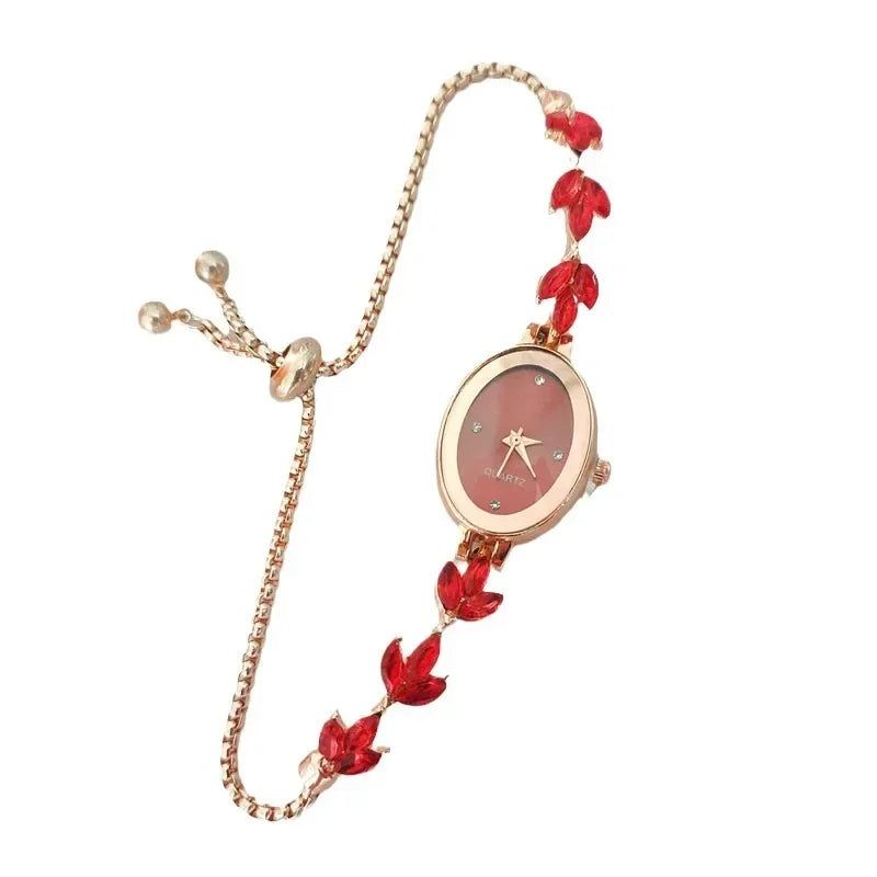 Clover Rhinestone Oval Watch