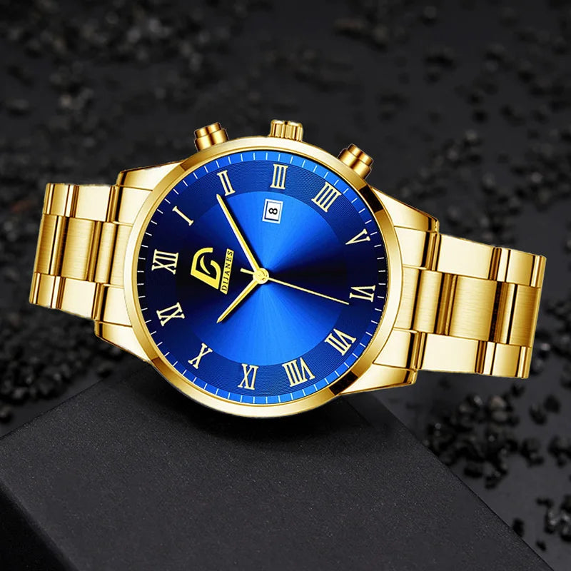 Men's Gold Minimalist Business Quartz Watch