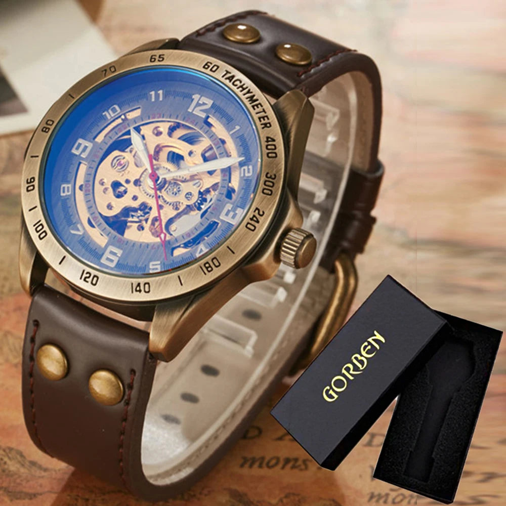 Men's Retro Leather Mechanical Watch