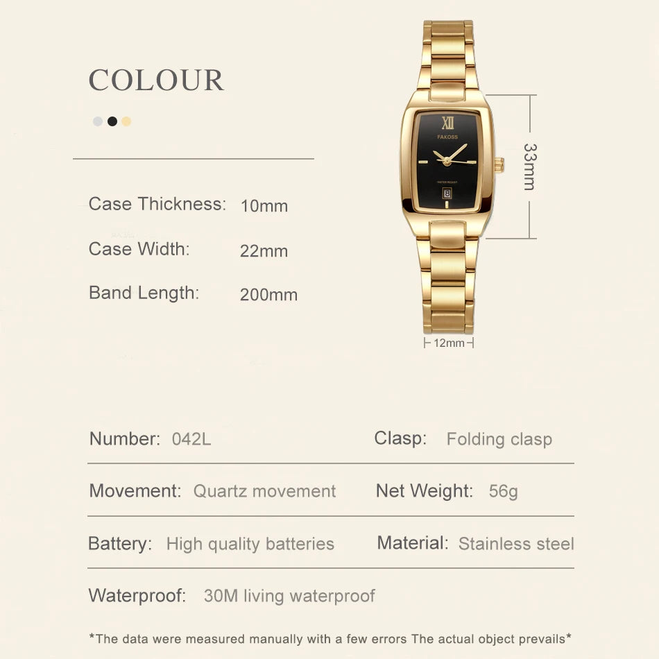 WWOOR Square Gold Steel Watch