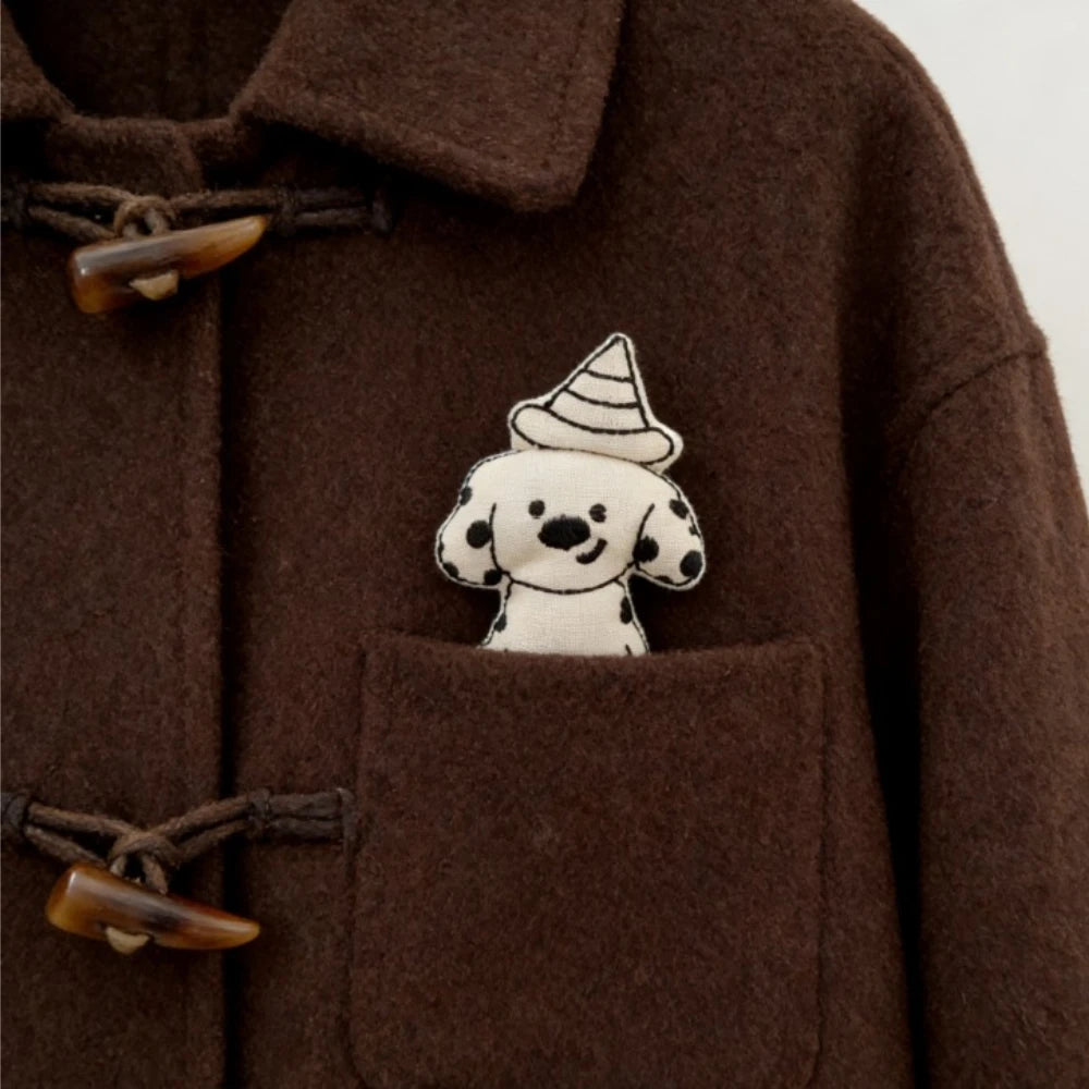 Bear Cat Fabric Brooch Handcrafted Pin