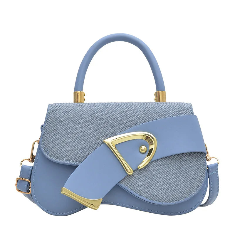 Women's Minimalist Shoulder Bag with Gold Hardware