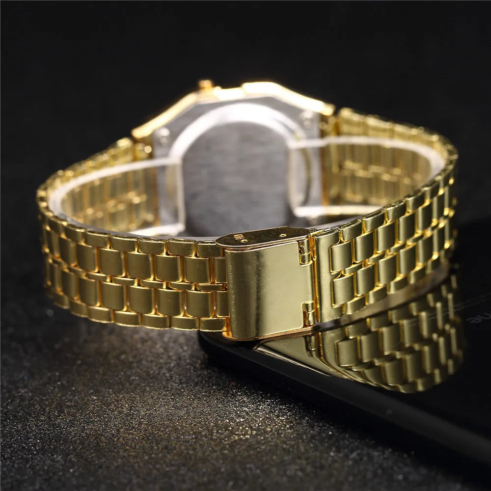 Men's Gold LED Digital Watch