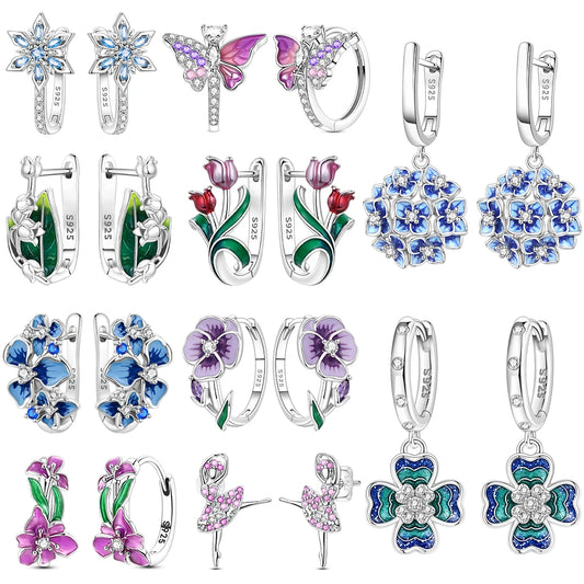 Women's S925 Silver Daisy Hoop Earrings