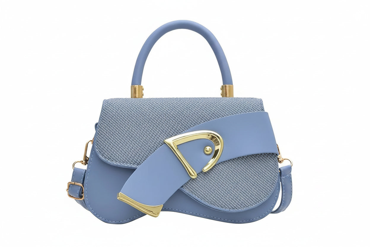 Women's Minimalist Shoulder Bag with Gold Hardware