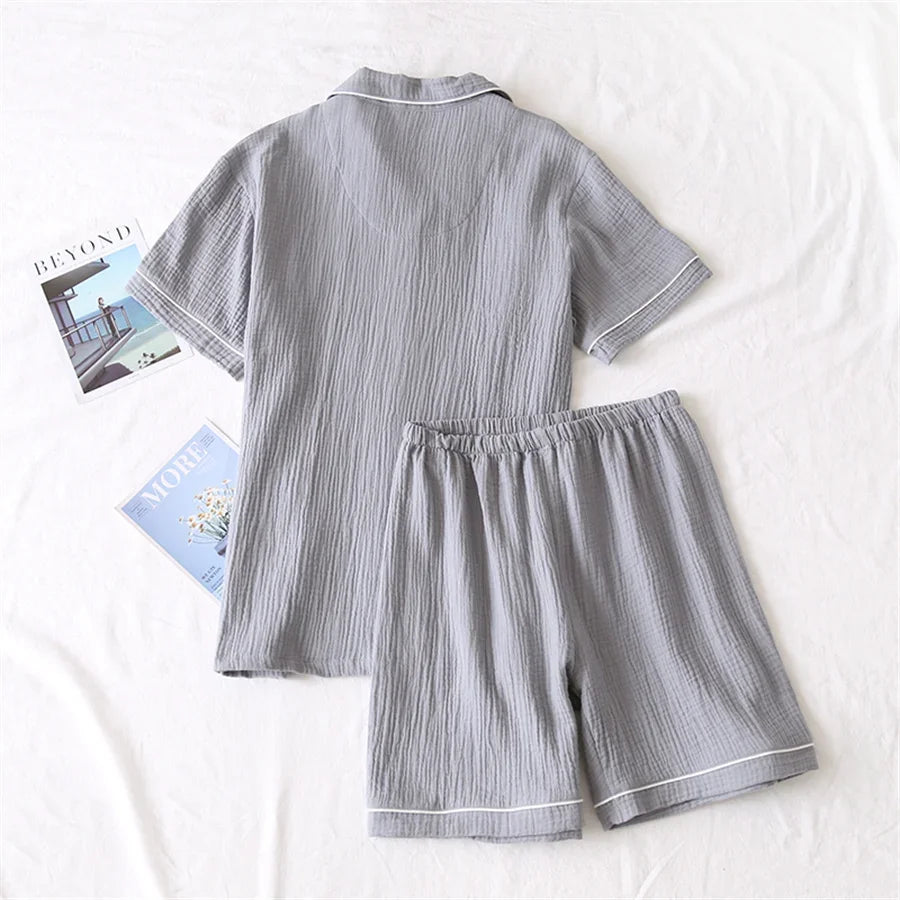 Men's Cotton Gauze Short Sleeve Pajama Set