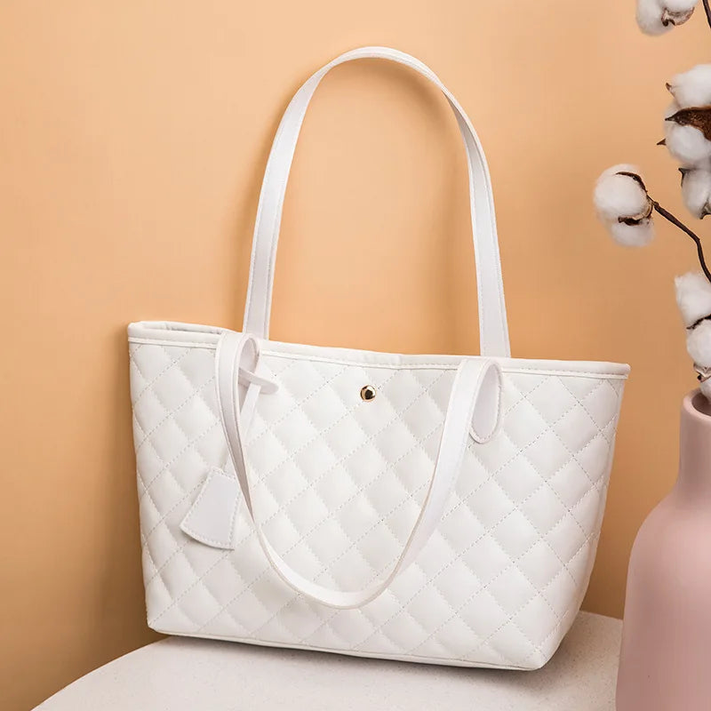 Embroidered Faux Leather Tote Bag