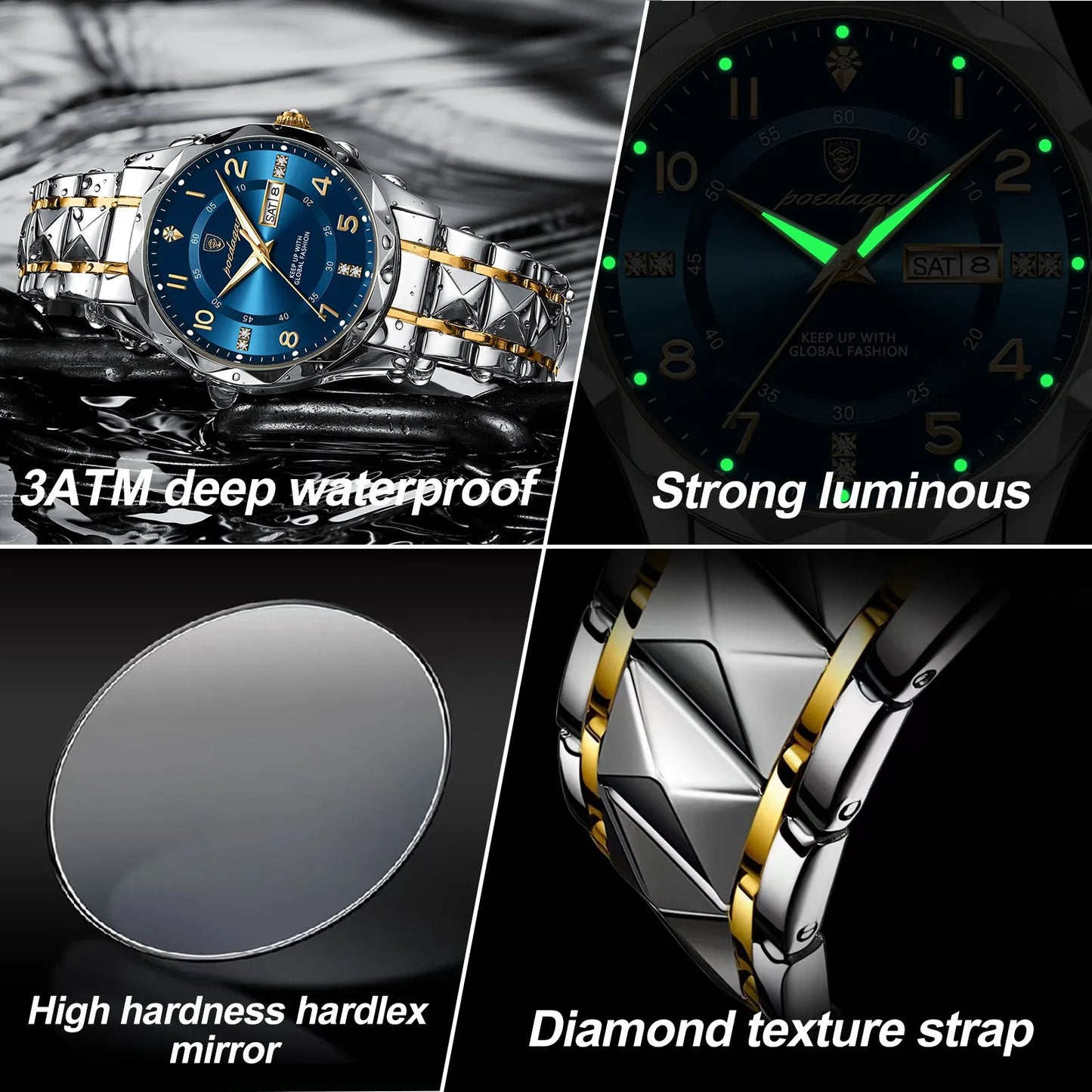POEDAGAR Luminous Sport Men's Watch