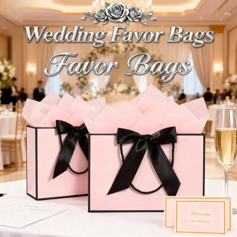 Large Gift Bag Bow Ribbon Greeting Card 8 Pcs