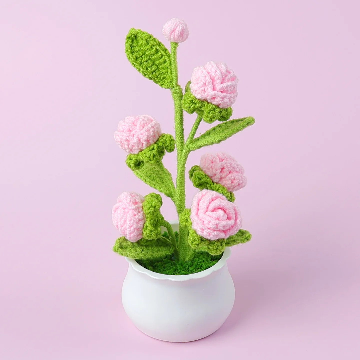 Handmade Woven Rose Potted Desktop Decor