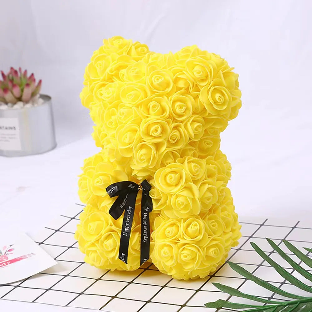 Rose Bear with Simulated Flowers