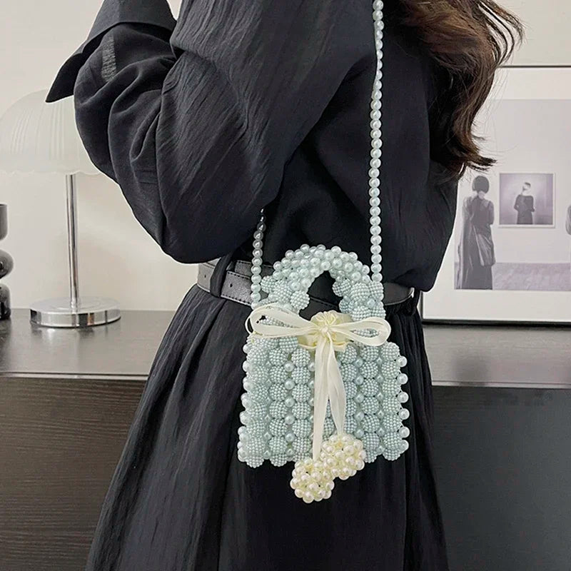 Women's Bow Beaded Mini Crossbody Bag