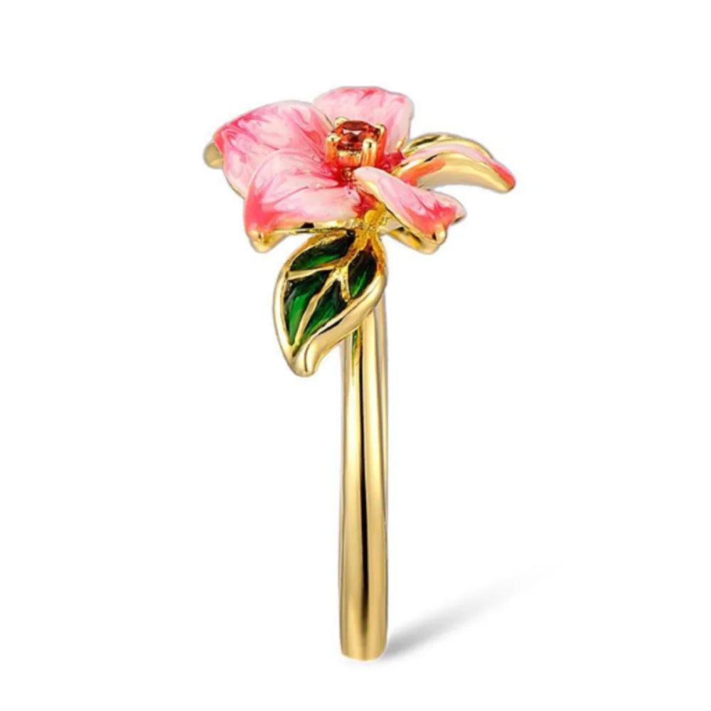 Flower Leaf Ring Earrings Set