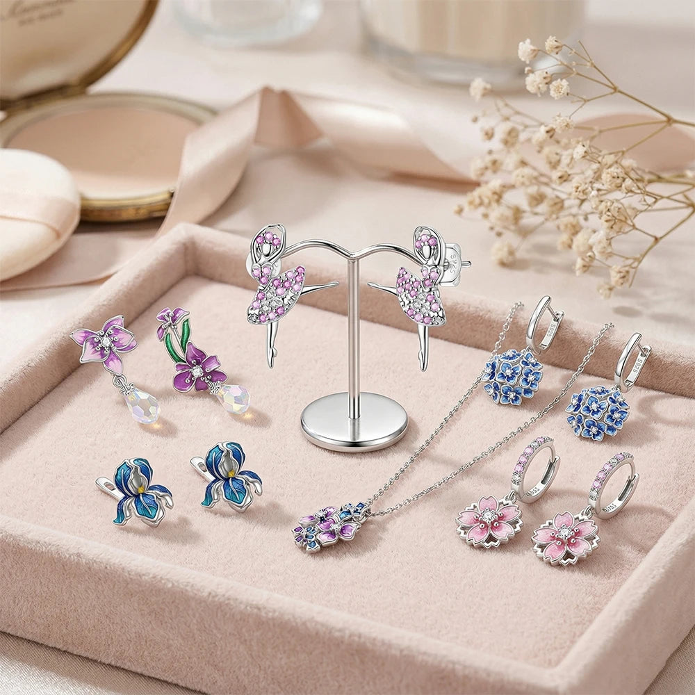 Women's S925 Silver Daisy Hoop Earrings