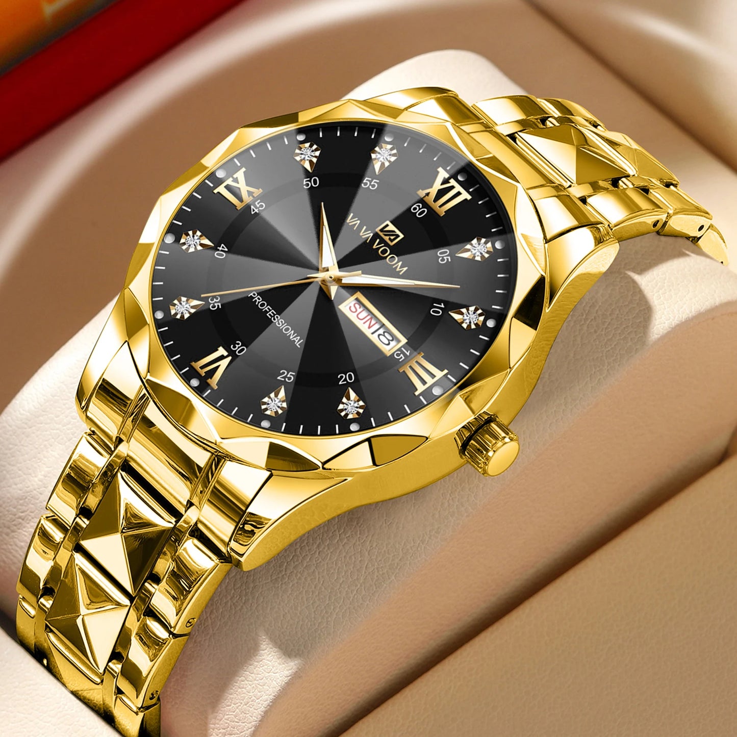 Diamond Dual Calendar Quartz Watch