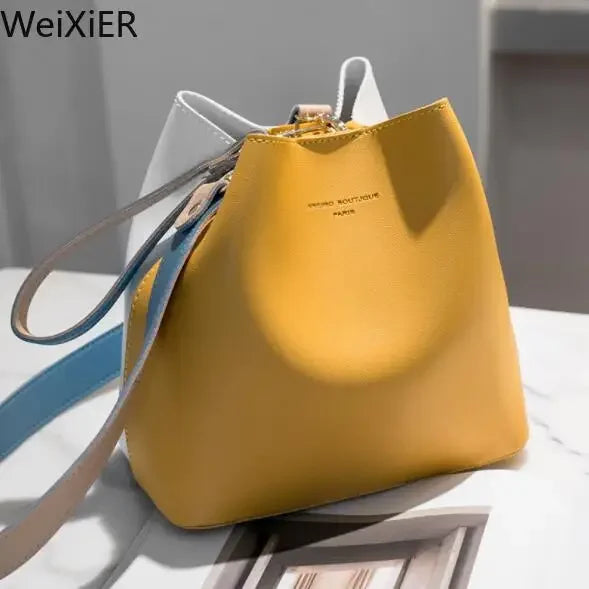 PU Leather Bucket Crossbody Bag